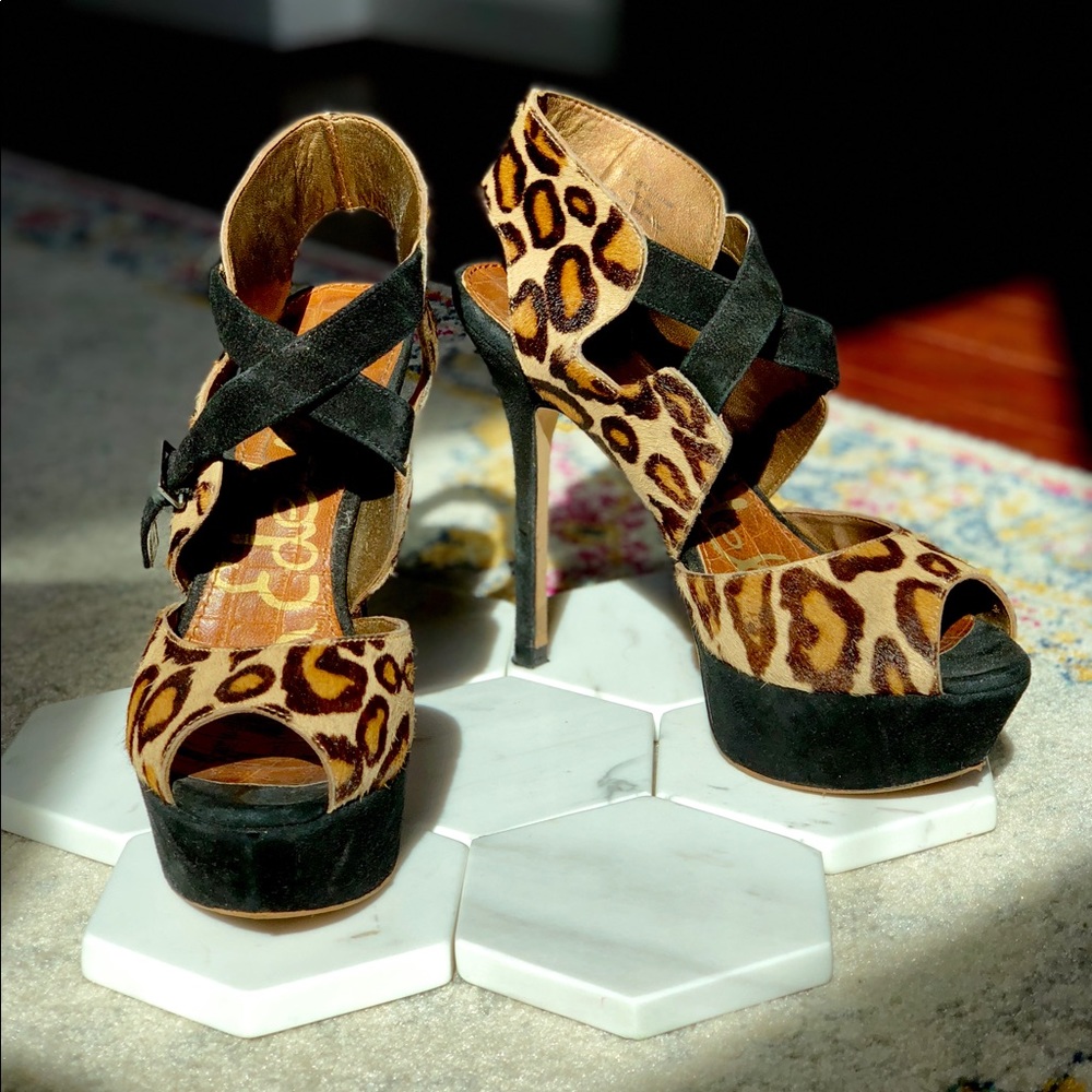 Sam Edelman Leopard Stilettos (genuine calf hair)